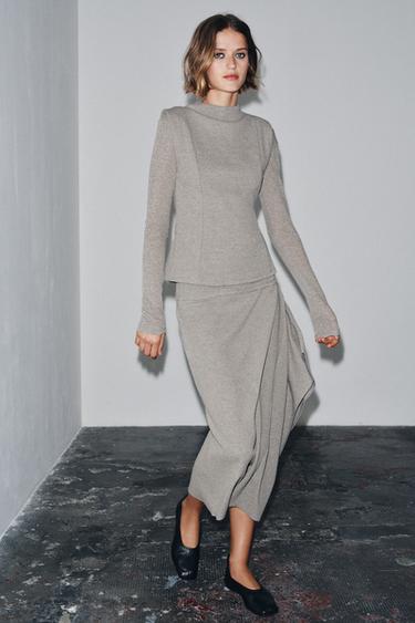 DOUBLE LONG SLEEVE TOP - camel by Zara