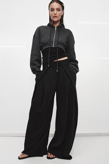 ZW COLLECTION WIDE-LEG TROUSERS - Black by Zara