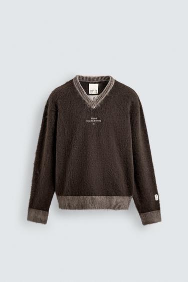 JUMPER WITH CONTRAST TEXTURE X SR_A - Brown by Zara