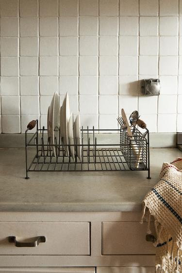 IRON AND ACACIA WOOD DISH DRAINER - Steel by Zara