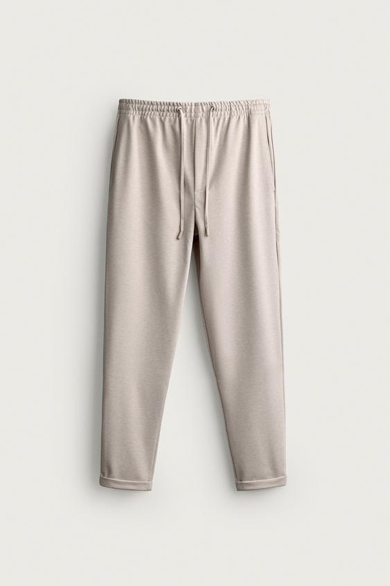 EASY CARE JOGGER WAIST TROUSERS - Light tan by Zara - Image 0
