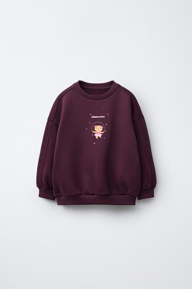 PRINTED SWEATSHIRT - Dark aubergine by Zara