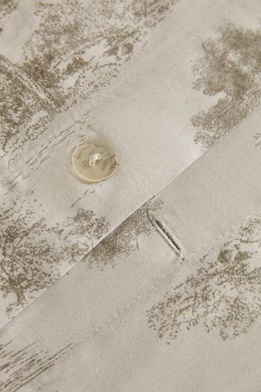 SATEEN PILLOWCASE WITH PRINT (300 THREAD COUNT) - Grey / Beige by Zara