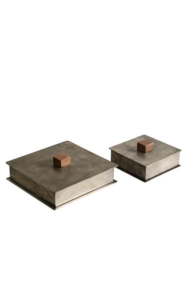 METAL BOX WITH WOODEN HANDLE - Grey by Zara
