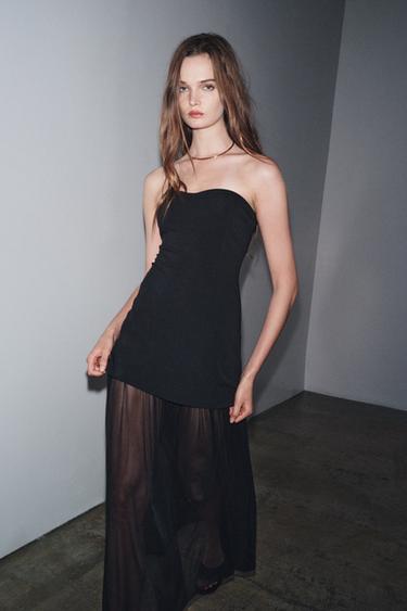 STRAPLESS COMBINED DRESS - Black by Zara