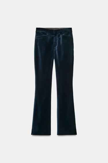 FLARE VELVET TROUSERS ZW COLLECTION - Blue by Zara