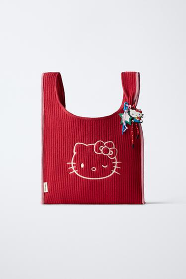 HELLO KITTY © SANRIO KNITTED TOTE BAG - Red by Zara