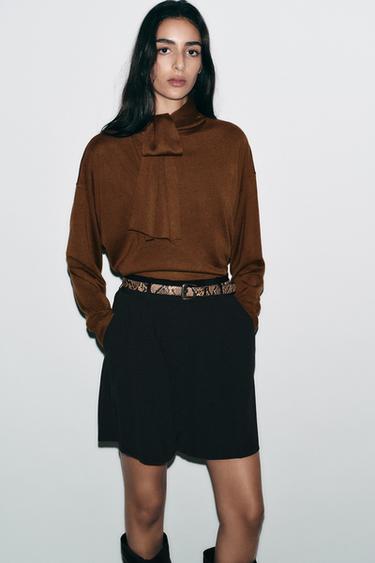 BERMUDA SHORTS WITH DARTS AND BELT - Black by Zara - Image 0