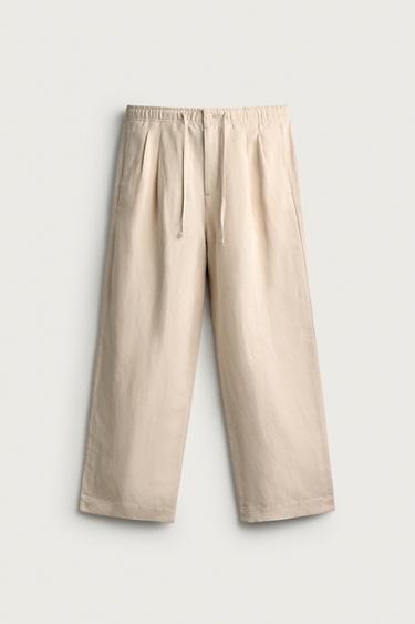 VISCOSE-LINEN RELAXED FIT TROUSERS - Ecru by Zara