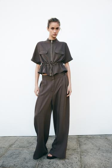 DARTED WIDE-LEG TROUSERS - Brown by Zara - Image 0