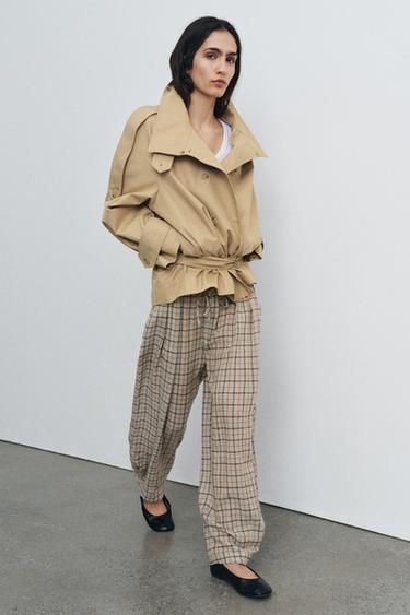 CHECK TROUSERS ZW COLLECTION - Beige by Zara