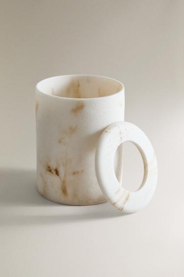 MARBLE-EFFECT BATHROOM BIN - Beige by Zara