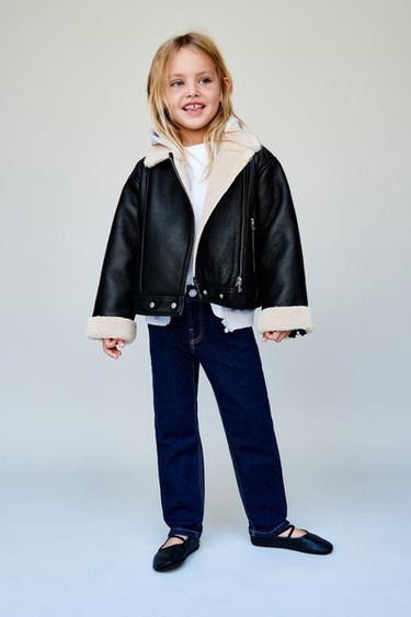 FAUX LEATHER JACKET WITH FAUX SHEARLING - Black by Zara