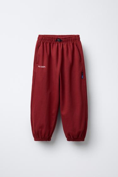 PLUSH JOGGER TROUSERS WITH STOPPERS - Red by Zara - Image 0