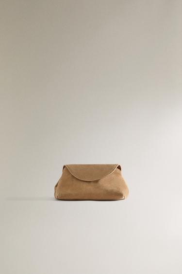 SOFT LEATHER CLUTCH WASH BAG - Brown by Zara