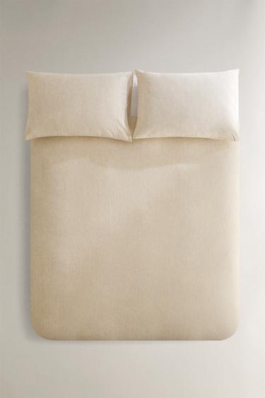 TEXTURED STRIPED DUVET COVER - Oyster-white by Zara