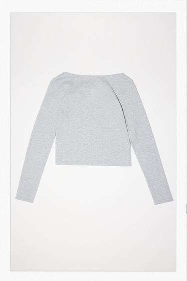 SEAMLESS SQUARE-NECK TOP - Grey marl by Zara