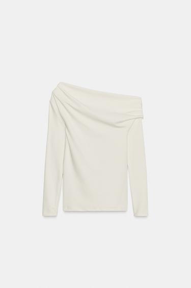 ASYMMETRIC SOFT T-SHIRT - Ecru by Zara