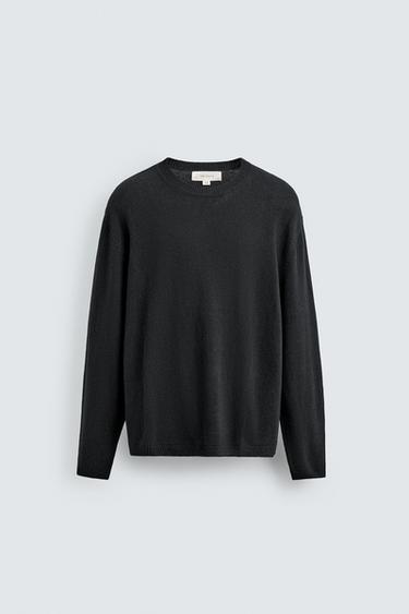 COTTON-LINEN REGULAR FIT JUMPER - Dark navy by Zara
