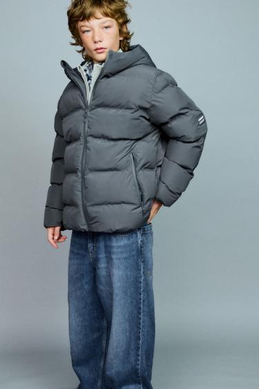 WATER-REPELLENT QUILTED COAT WITH LABEL - Grey by Zara