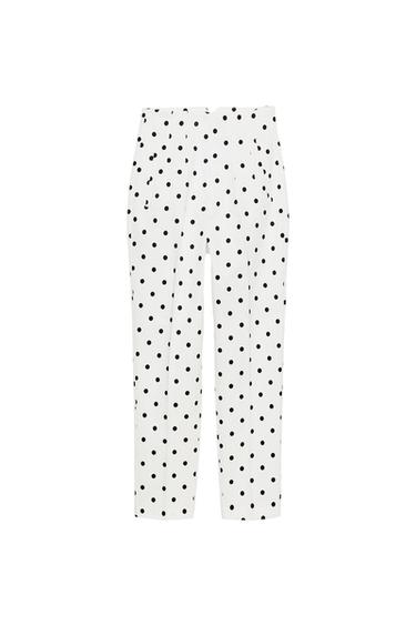 HIGH-WAIST POLKA DOT TROUSERS - Black / White by Zara