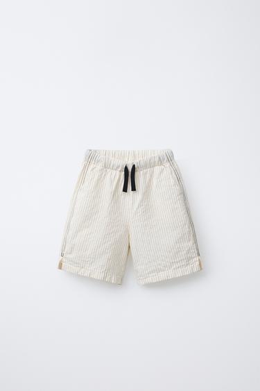 STRIPED BERMUDA SHORTS - Ecru / Black by Zara - Image 0