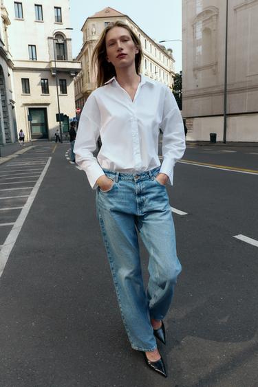 POPLIN SHIRT WITH BUTTONS - White by Zara