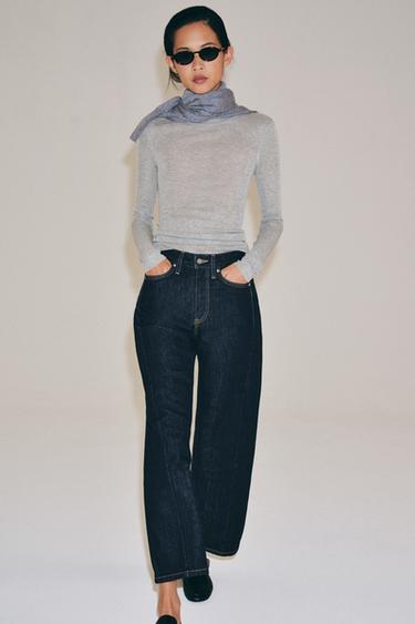 ZW COLLECTION MID-WAIST RELAXED ANKLE JEANS - Blue by Zara