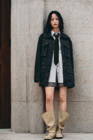 SPLIT SUEDE BUCKLED BOOTS - Sand Brown by Zara