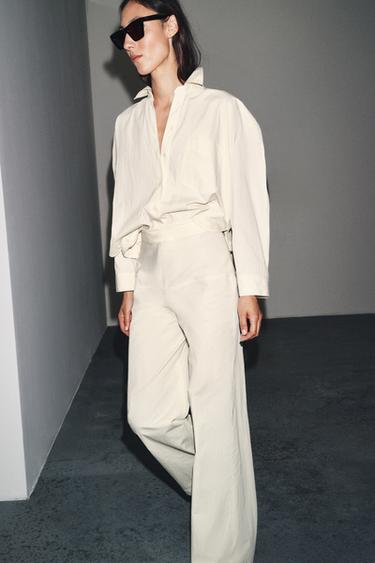 ZW COLLECTION TROUSERS WITH BACK ZIP - Ecru by Zara