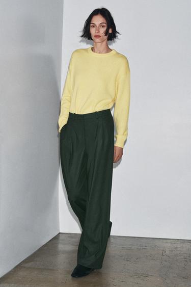 WIDE-LEG TROUSERS WITH DARTS ZW COLLECTION - Green by Zara