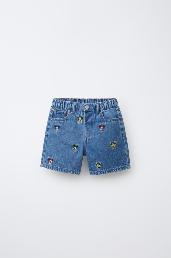 MICKEY MOUSE © DISNEY DENIM BERMUDA SHORTS - Mid-blue by Zara - Image 0