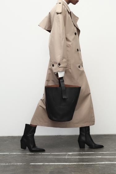 LEATHER ANKLE BOOTS WITH POINTED TOE - Black by Zara - Image 0