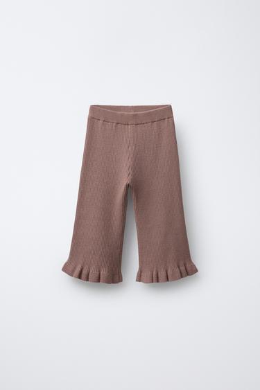 KNIT TROUSERS WITH RUFFLES - Dusty pink by Zara - Image 0