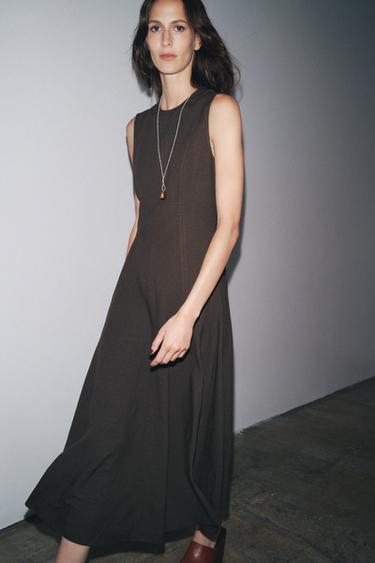 ZW COLLECTION SLEEVELESS MIDI DRESS - Brown by Zara