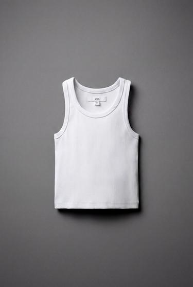 RIBBED RACERBACK T-SHIRT - White by Zara