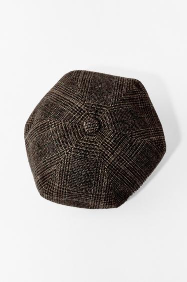 WOOL CHECK BERET - camel by Zara