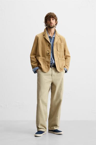 PAINT SPLATTER CHINO TROUSERS - Beige by Zara - Image 0