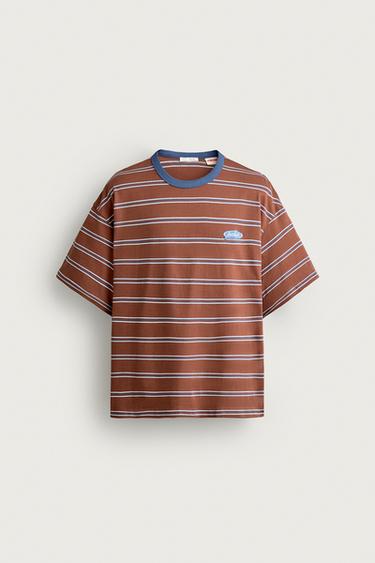 PUKAS SURF X ZARA STRIPED JACQUARD T-SHIRT - Brown Stripes by Zara