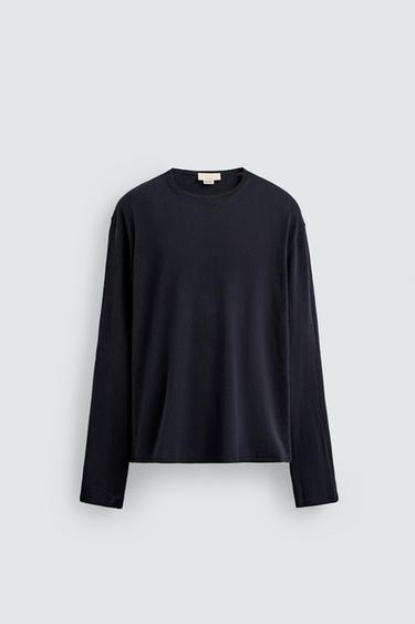 LIGHT COTTON - LINEN JUMPER LIMITED EDITION - Navy blue by Zara
