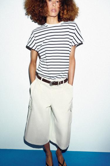DROP SLEEVE T-SHIRT - striped by Zara