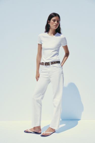 T-SHIRT WITH BACK SEAM - White by Zara