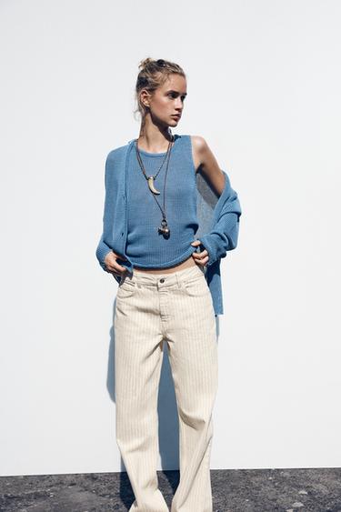 100% COTTON KNIT CARDIGAN - Blue by Zara - Image 0