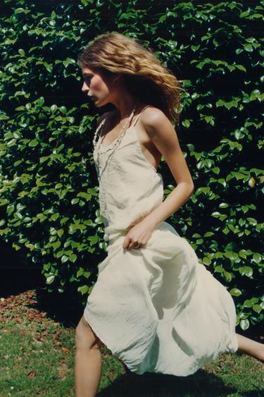 EMBROIDERED CAMISOLE DRESS - Ecru by Zara