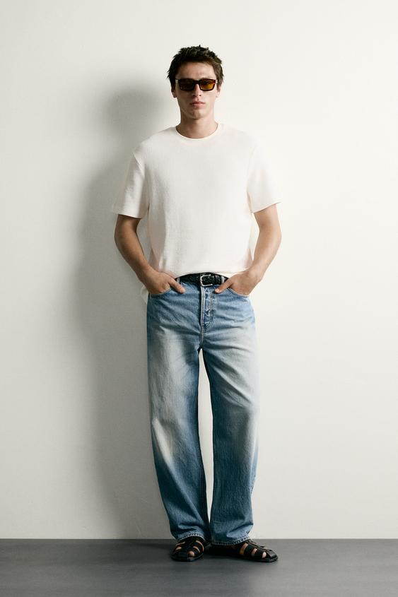 SEERSUCKER REGULAR FIT T-SHIRT - Oyster-white by Zara - Image 0
