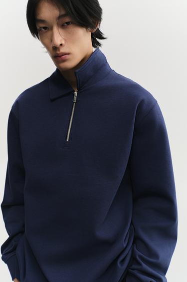 INTERLOCK QUARTER ZIP POLO SHIRT - Bluish by Zara