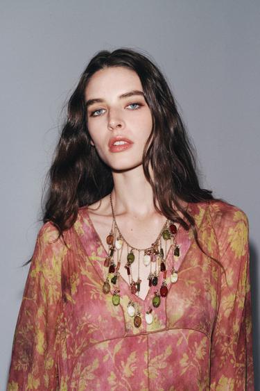 STONE WATERFALL NECKLACE - Golden by Zara - Image 0