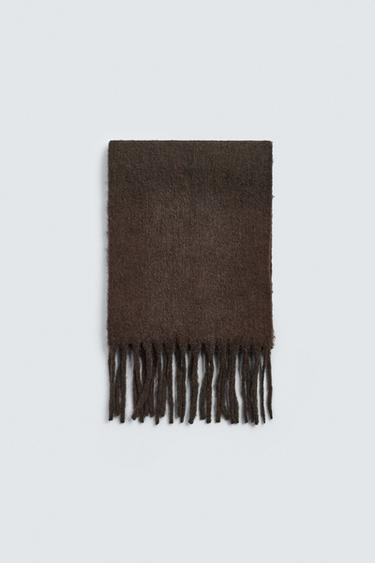 BRUSHED FRINGED SCARF - Brown by Zara
