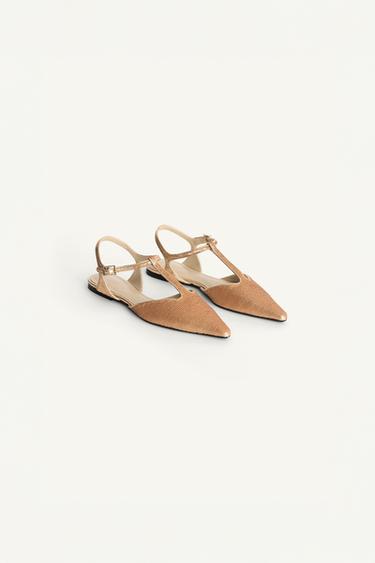 LIMITED EDITION SEQUIN FLAT SHOES - Gold by Zara