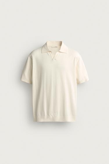 REGULAR FIT RIBBED KNIT POLO SHIRT - Ecru by Zara